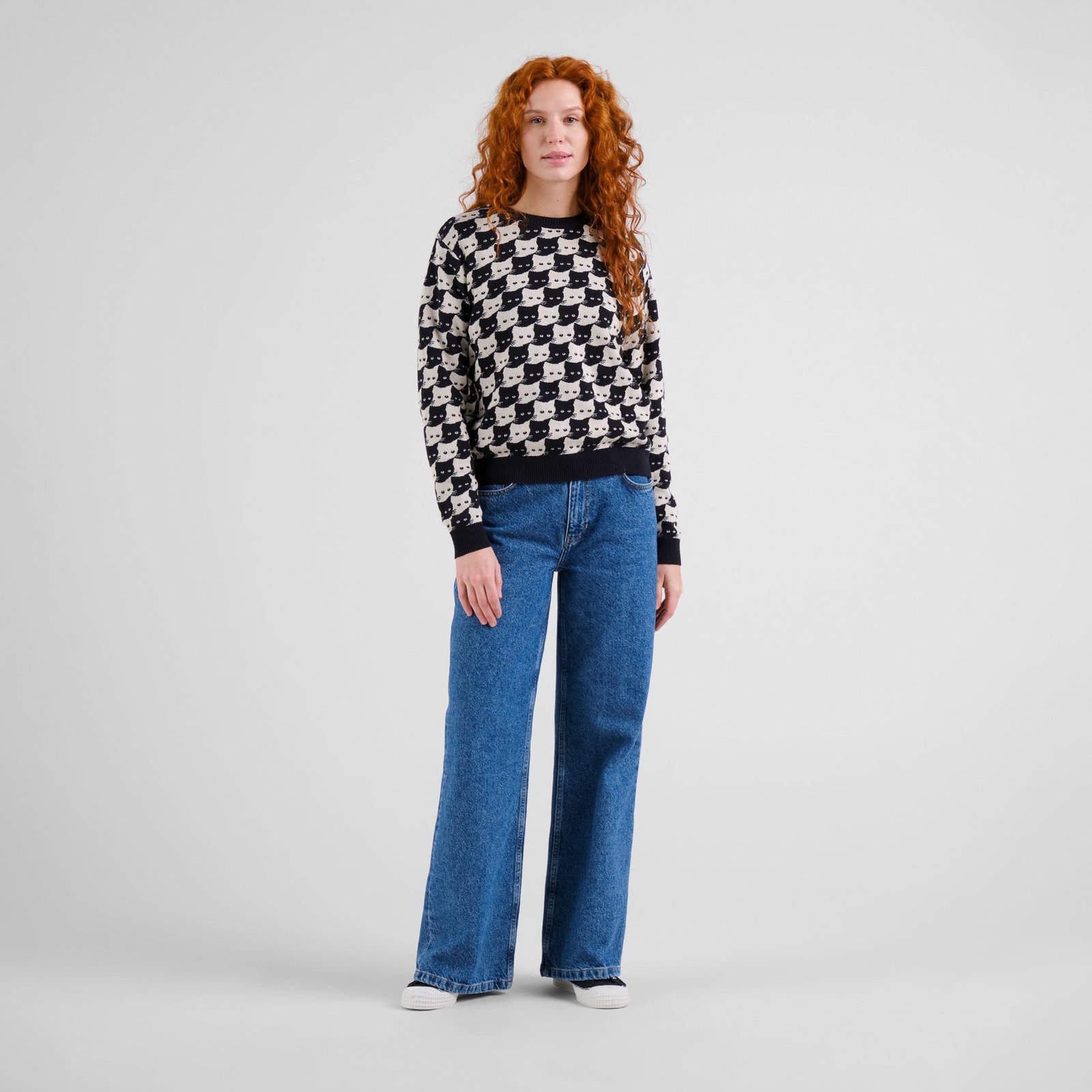 Sweater Arendal Pepita Cats Oat White