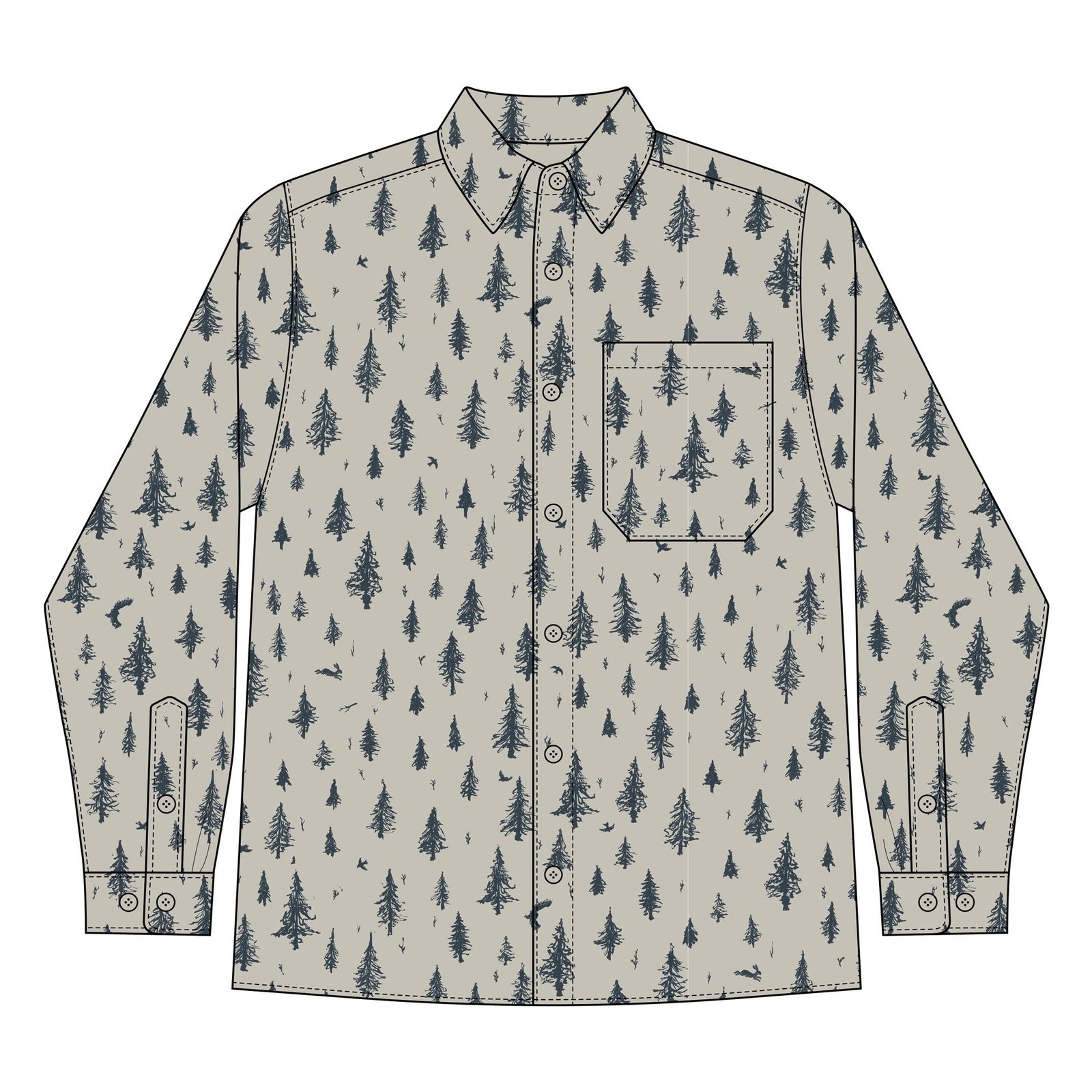 Shirt Rute Pen Forest Bone White