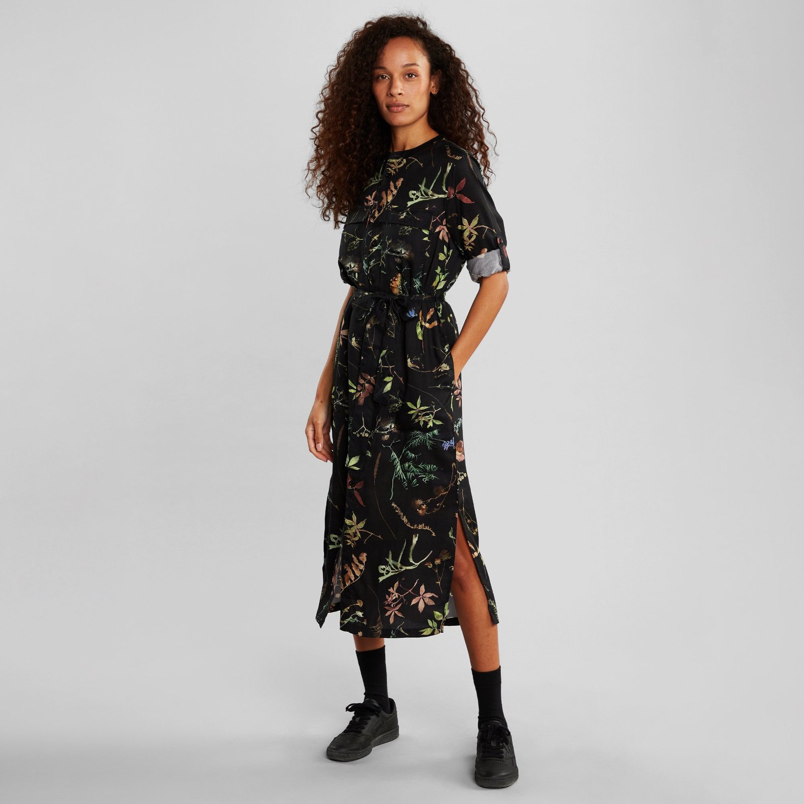 Shirt Dress Falsterbo Night Florals Black