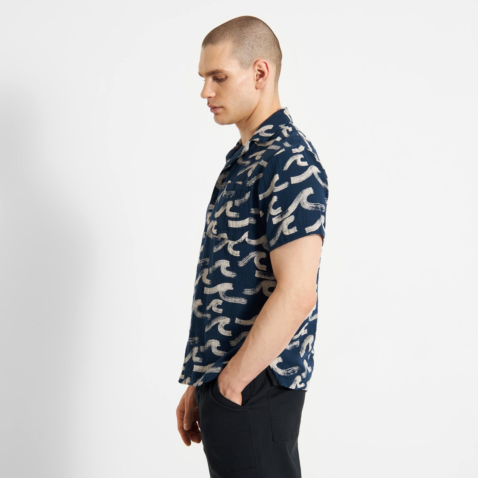 Shirt Marstrand Brushed Waves Navy