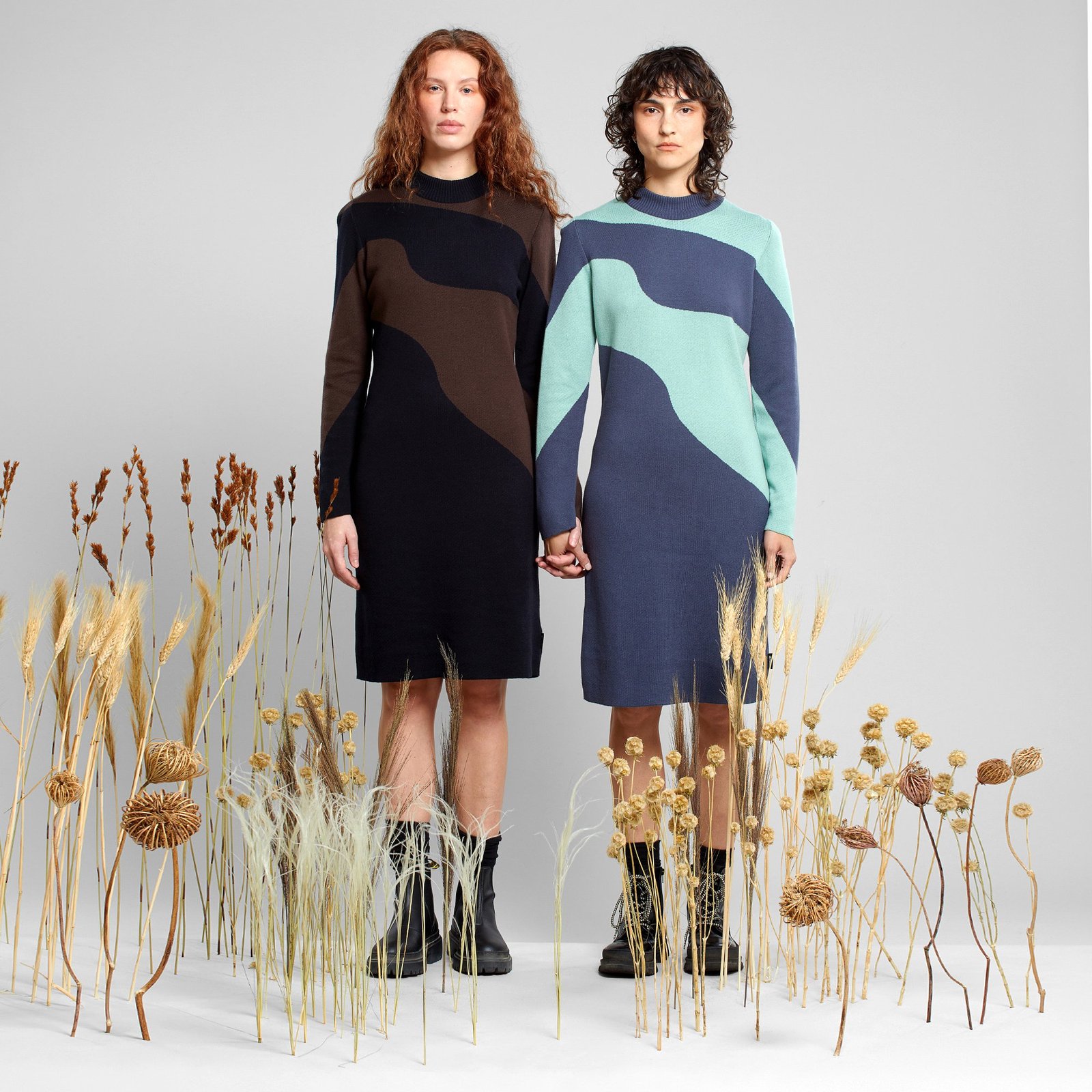 Dress Lo Flowy Blocks Black/Coffee Brown