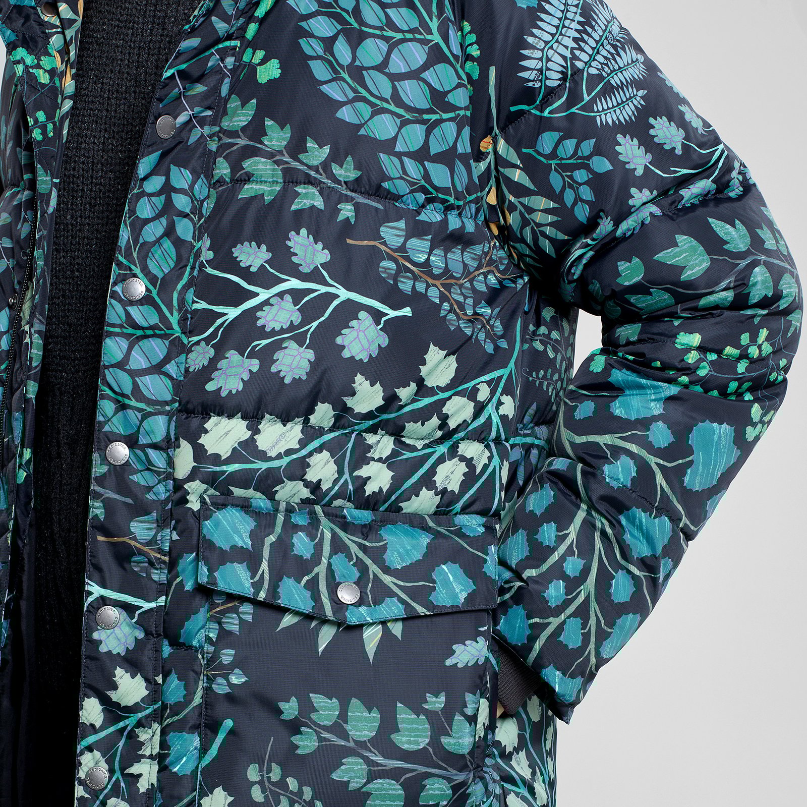 Puffer Jacket Haparanda Botanical Quilt Black