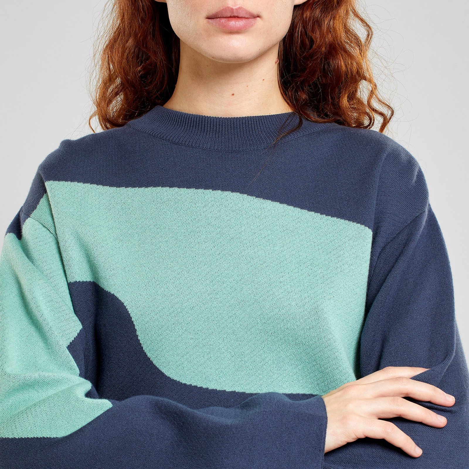Sweater Limhamn Flowy Block Ombre Blue/Granite Green