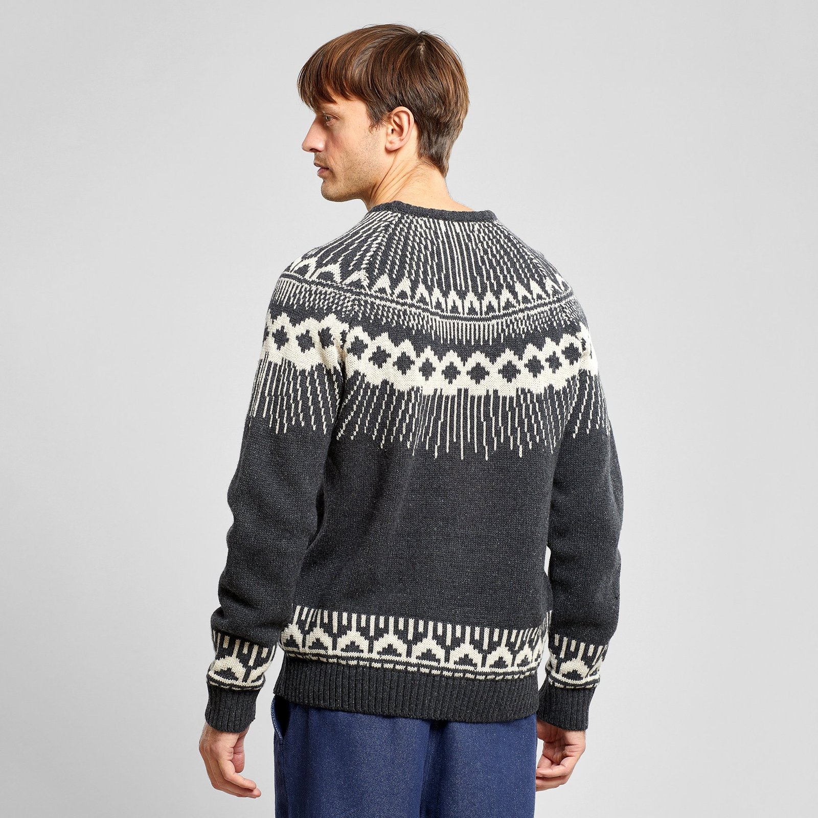 Sweater Malung Fair Isle Dark Grey Melange
