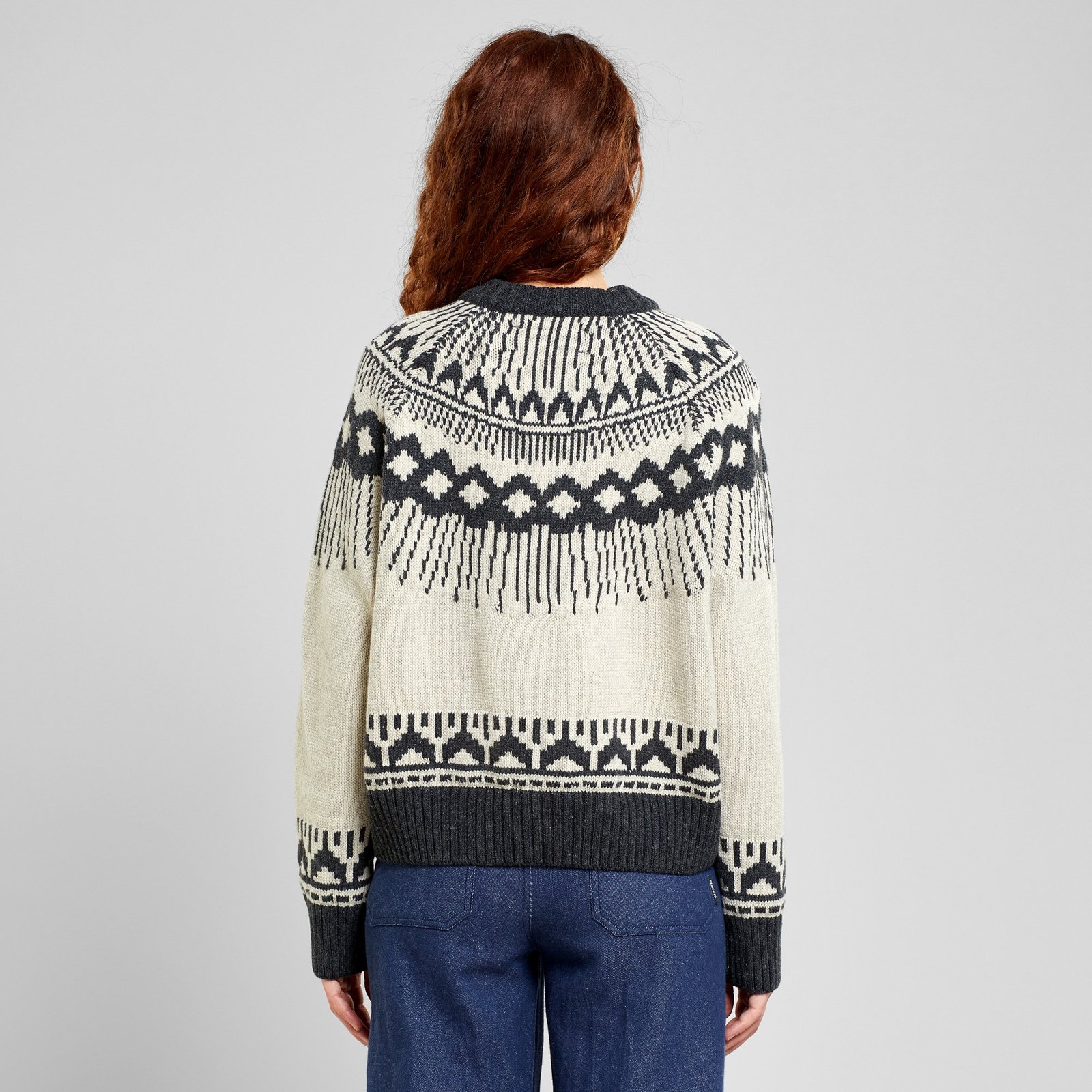 Sweater Senja Fair Isle Pearl White
