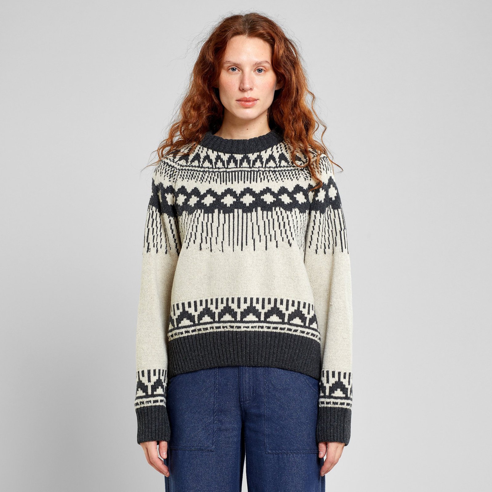 Sweater Senja Fair Isle Pearl White