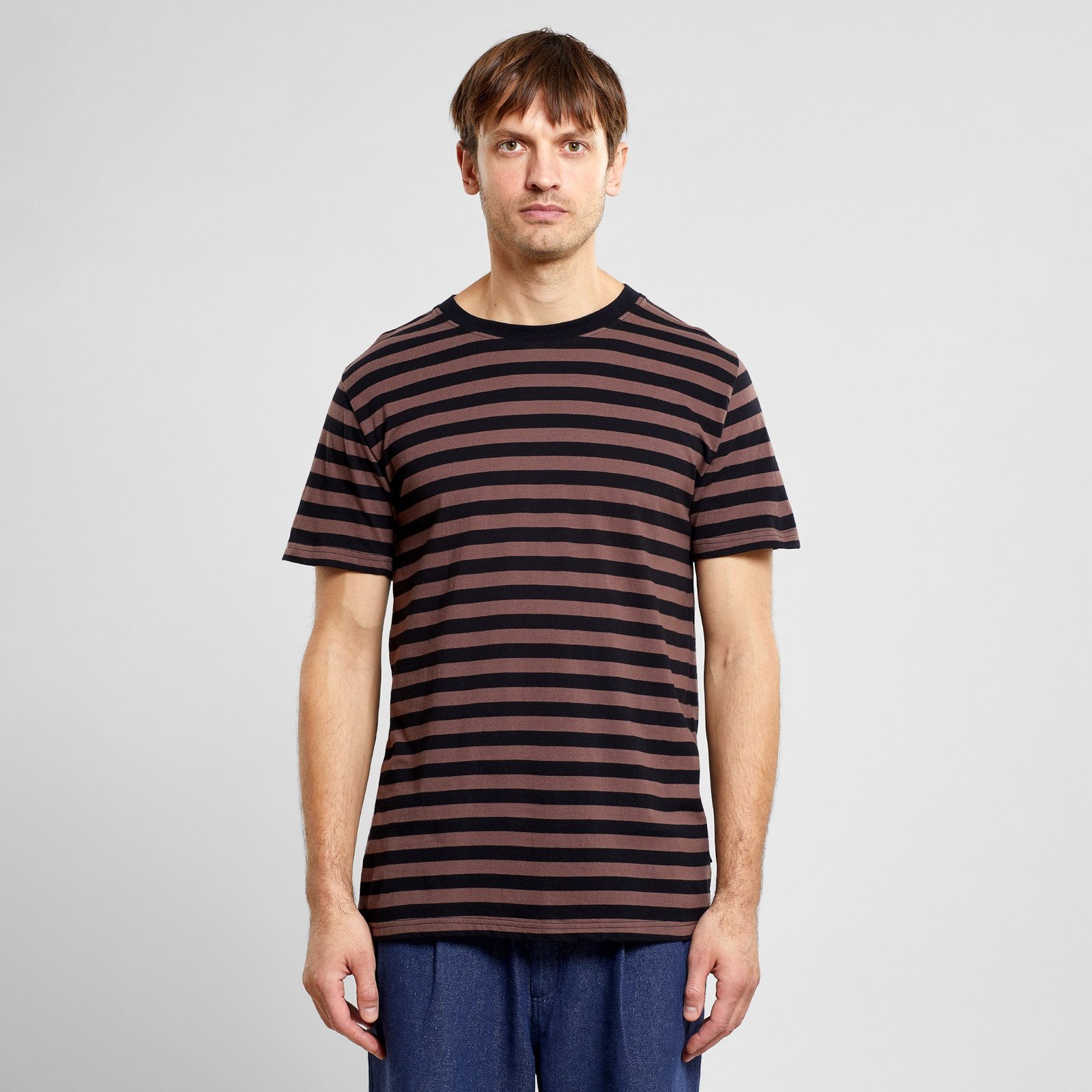 T-shirt Stockholm Stripes Black/Bag Brown