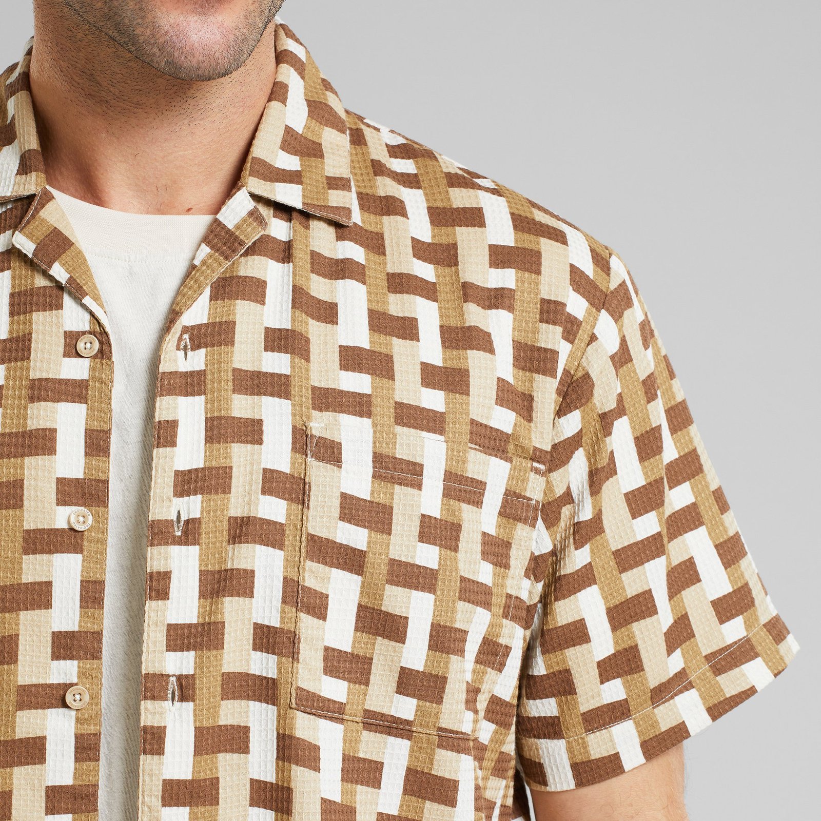 Shirt Marstrand Square Weave Oat White