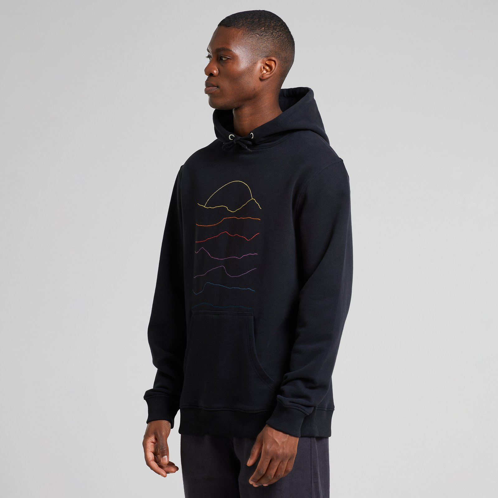Hoodie Falun Sunset Lines Emb Black