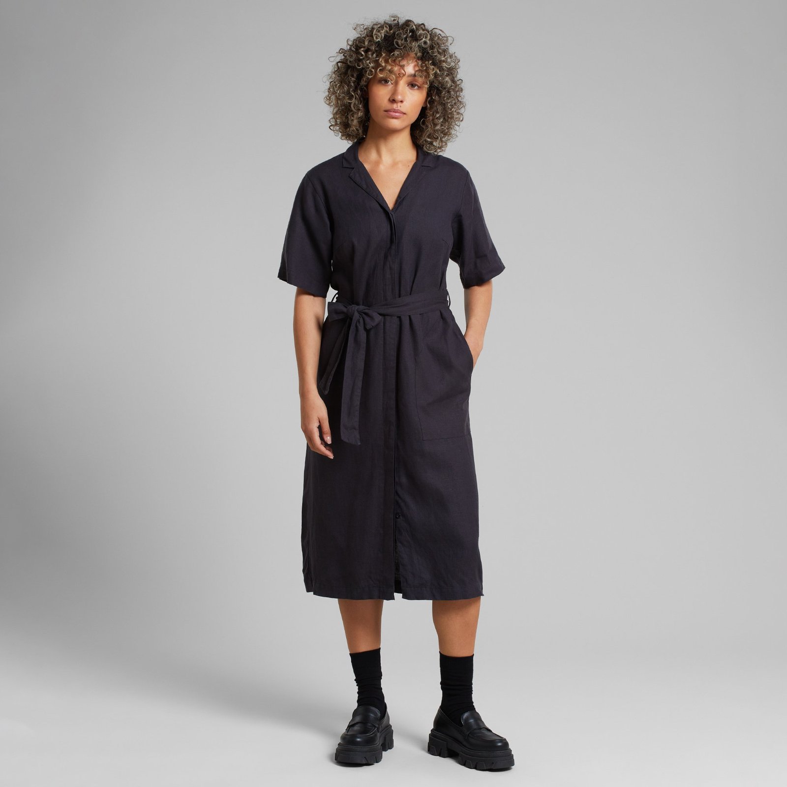 Shirt Dress Orrefors Linen Phantom Black