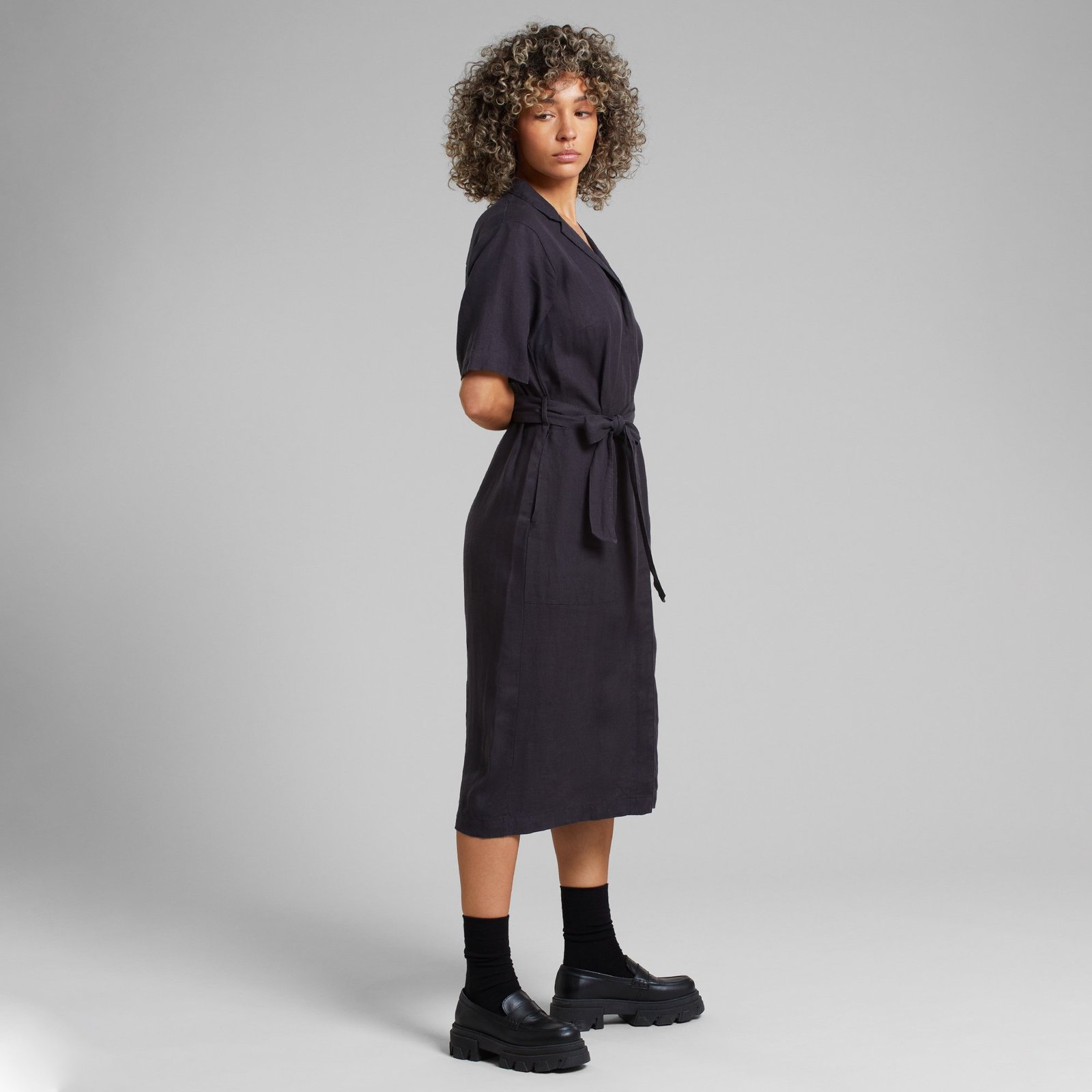Shirt Dress Orrefors Linen Phantom Black