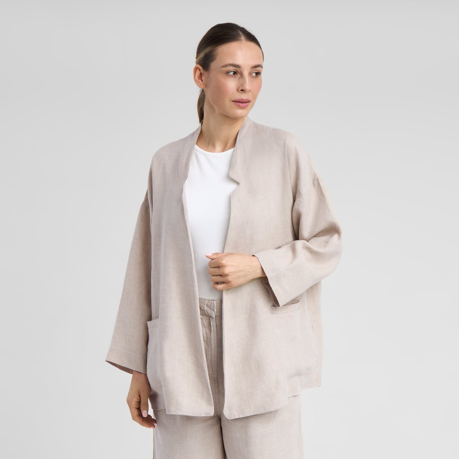 Loose Blazer Tanto Linen Ecru