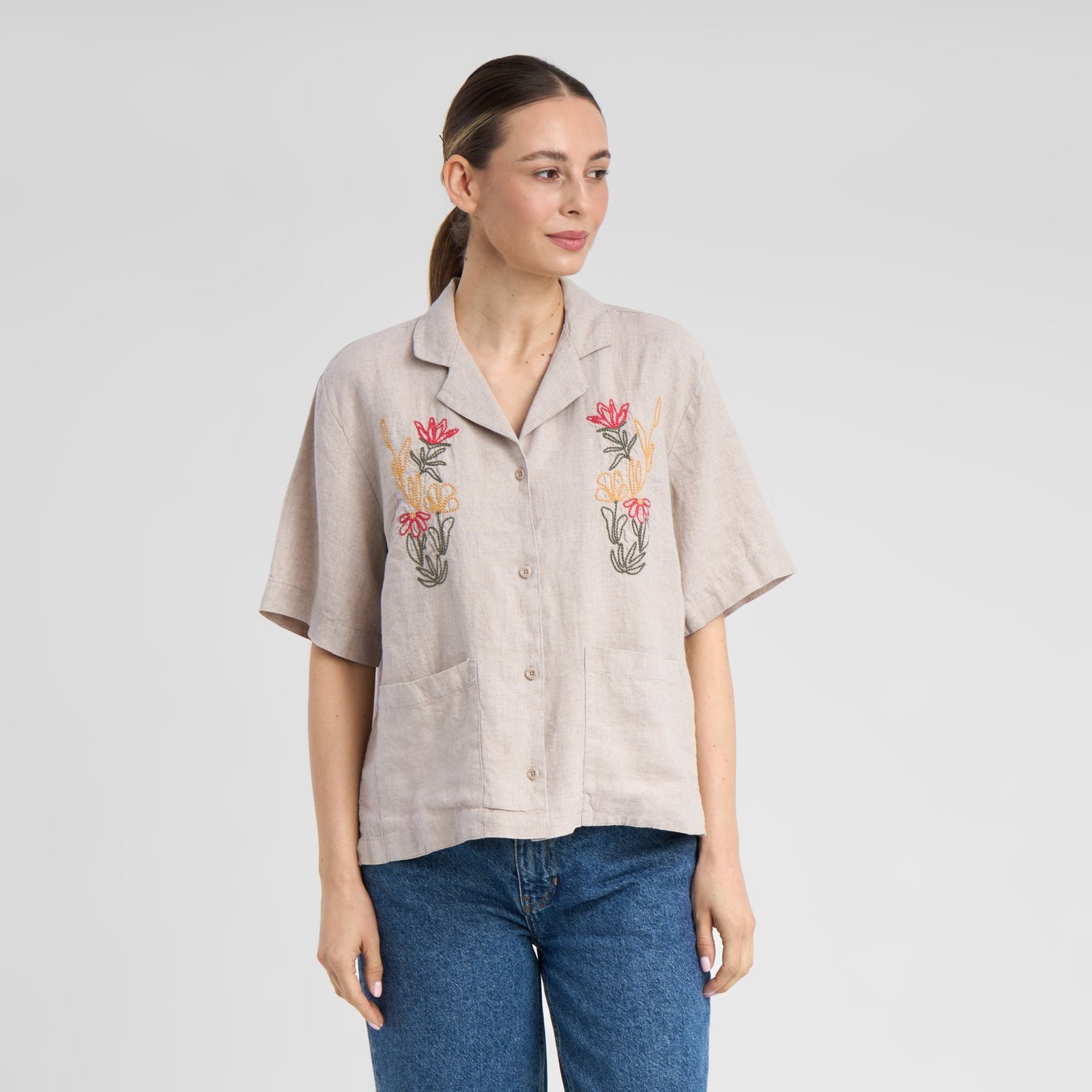 Shirt Valje Linen Emb Ecru