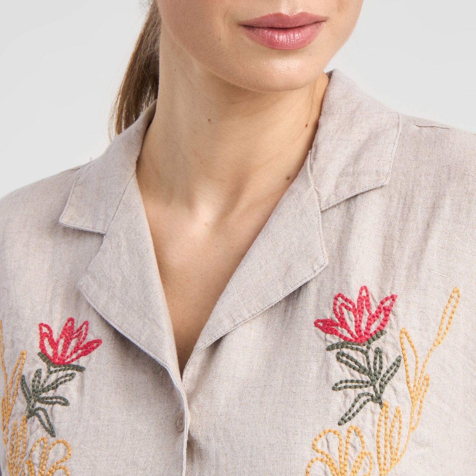 Shirt Valje Linen Emb Ecru