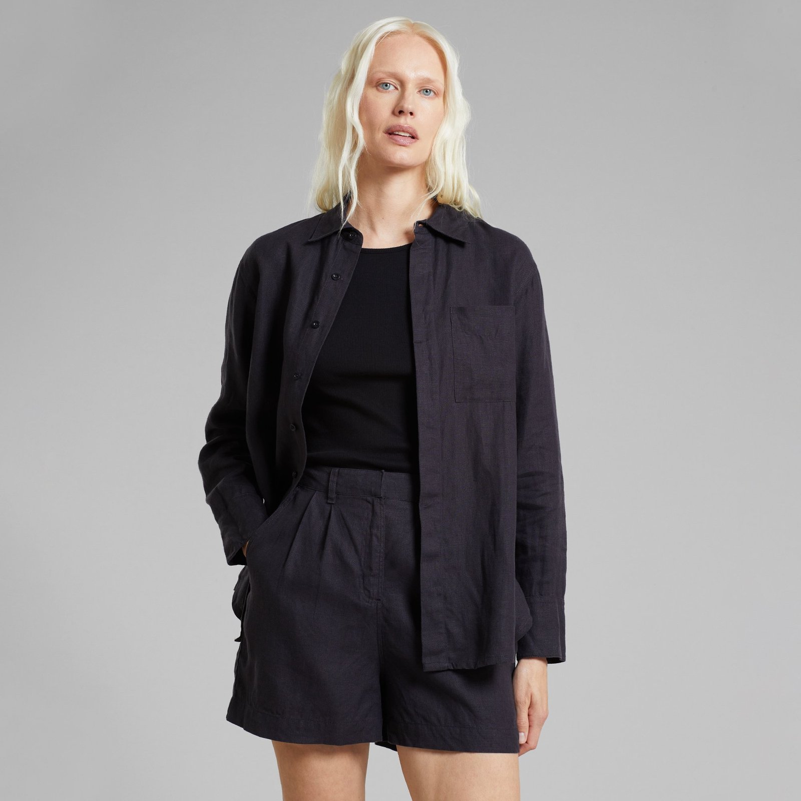 Shorts Djupvik Linen Phantom Black