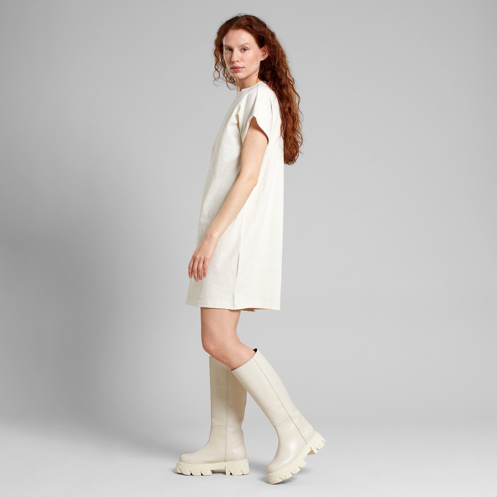 T-shirt Dress Eksta Hemp Vanilla White