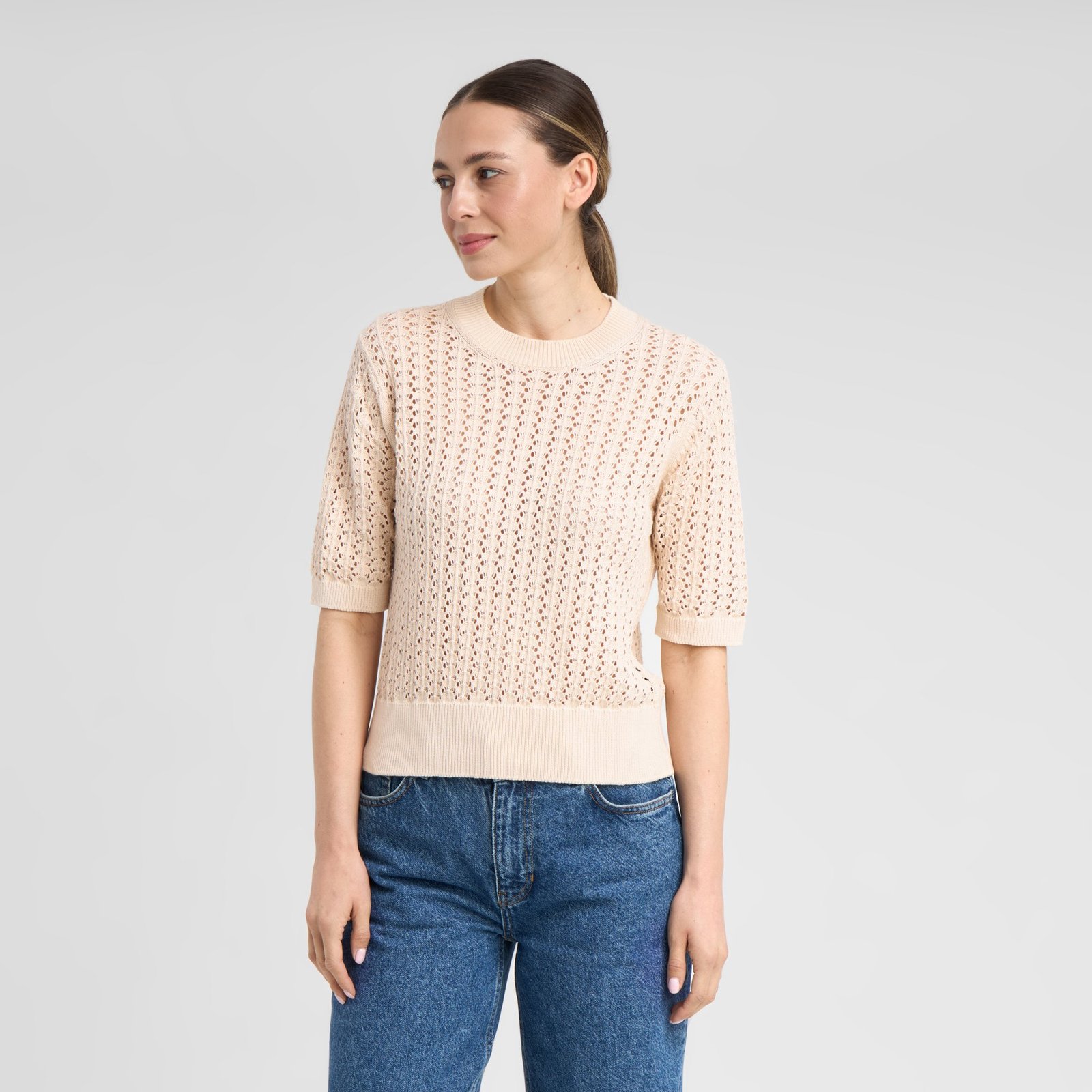 Knitted T-shirt Flen Crochet Vanilla White