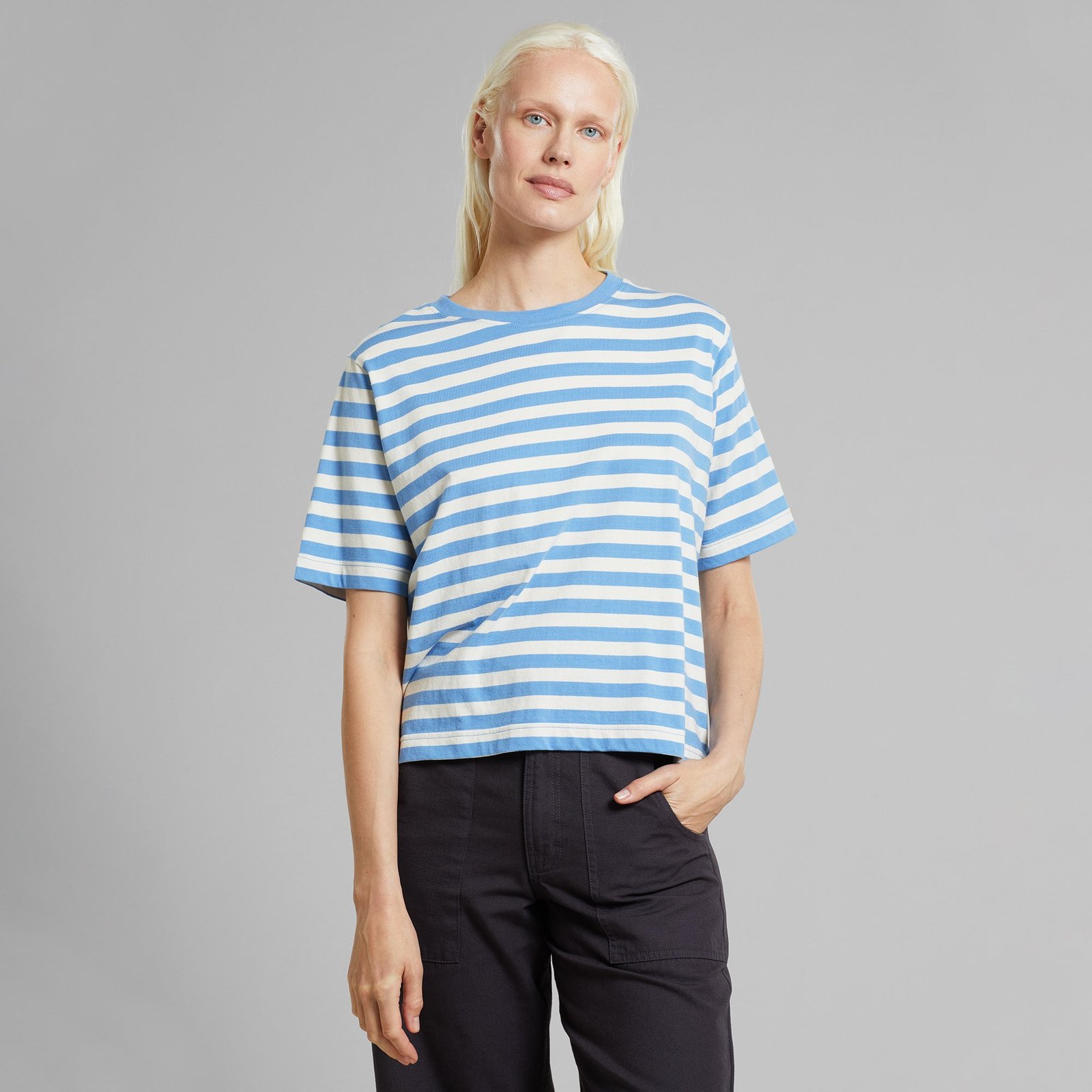 T-shirt Vadstena Stripes Della Blue
