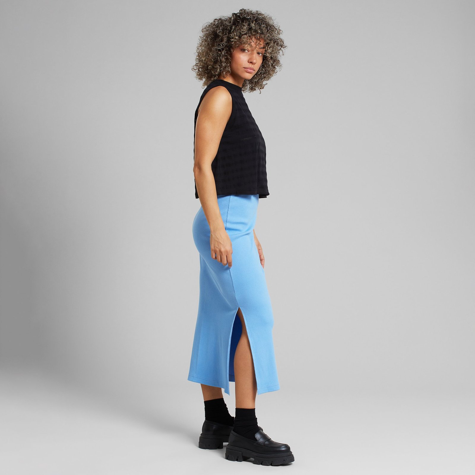 Rib Skirt Kvarnvik Della Blue