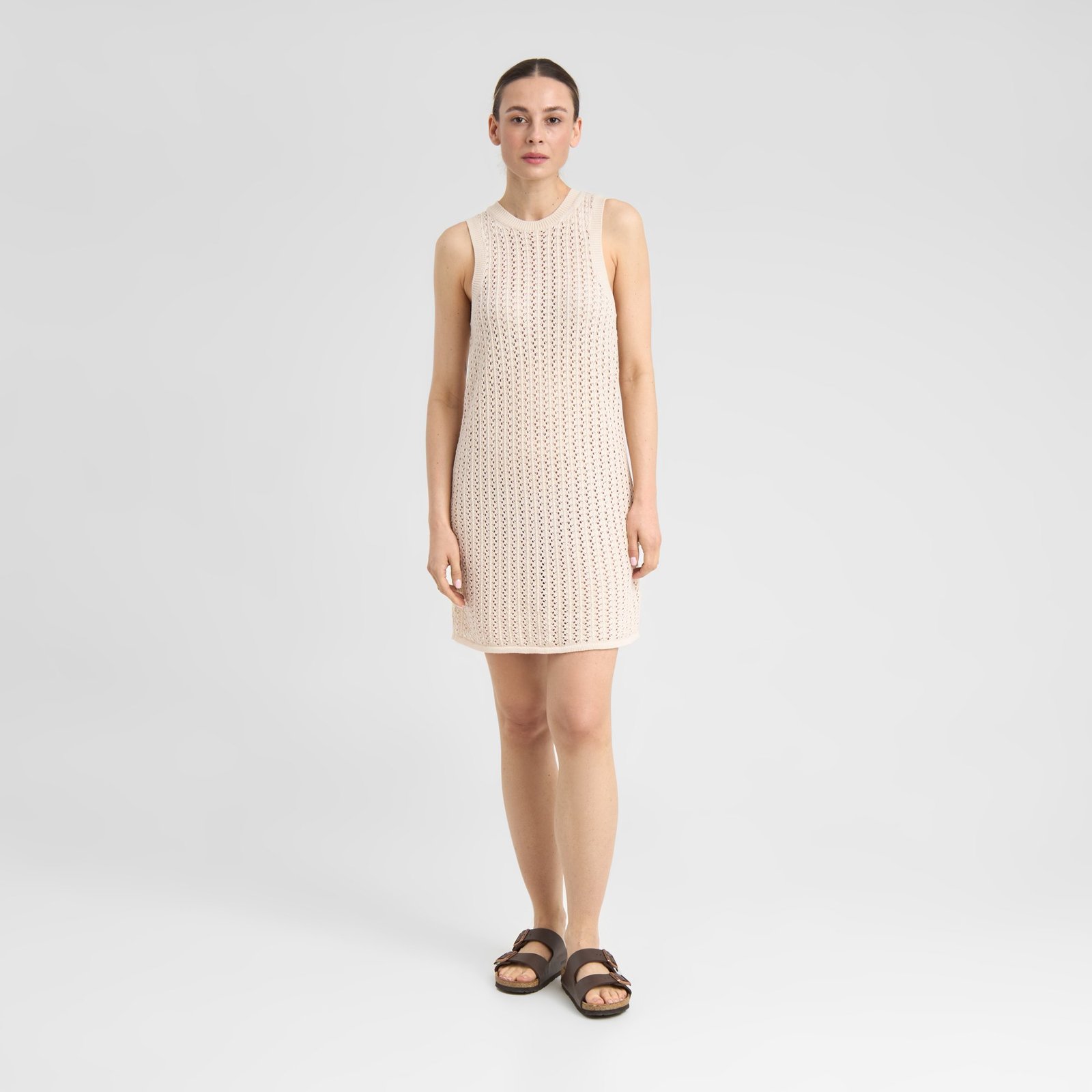 Knitted Dress Kramfors Crochet Vanilla White