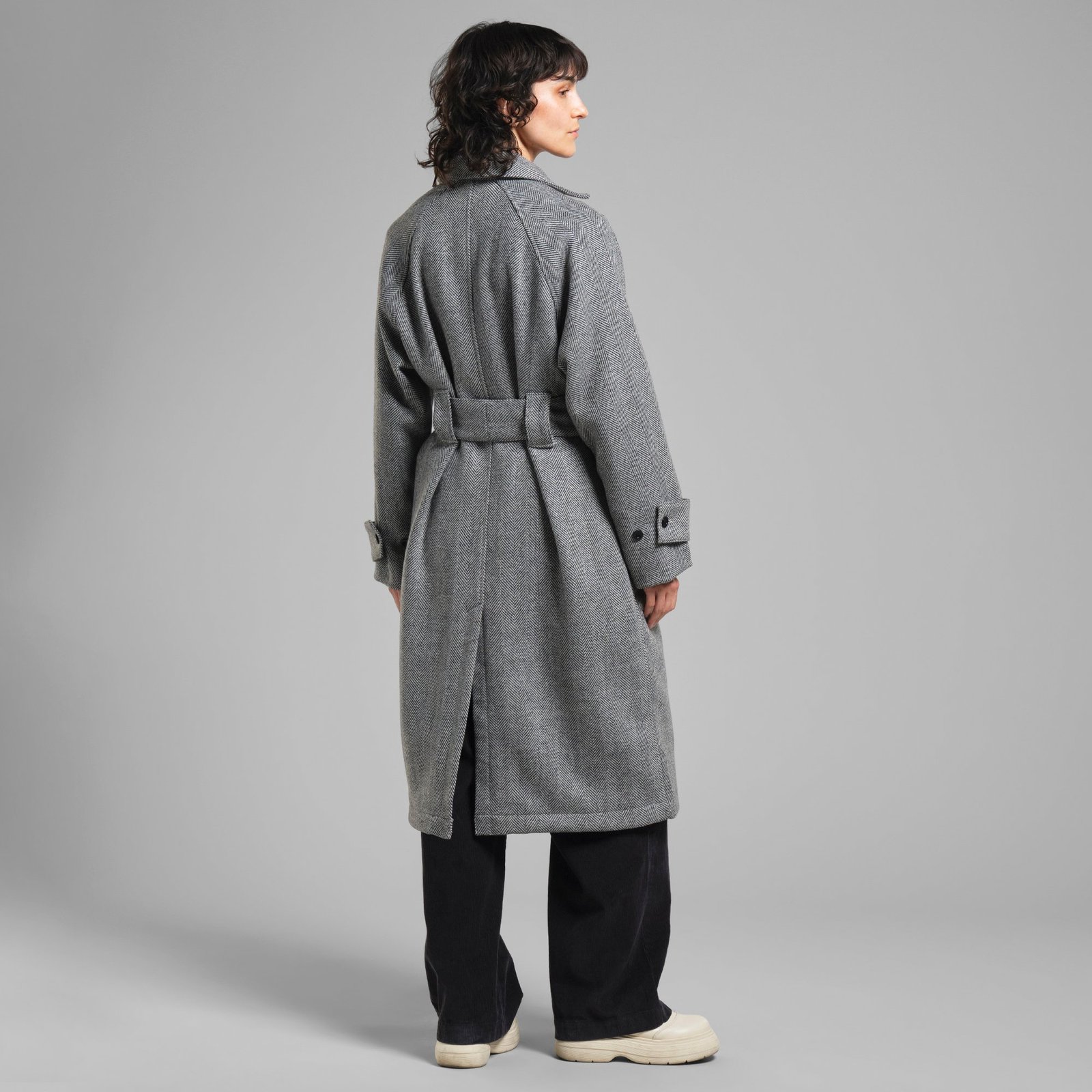 Wool Coat Lofsdalen Herringbone Black