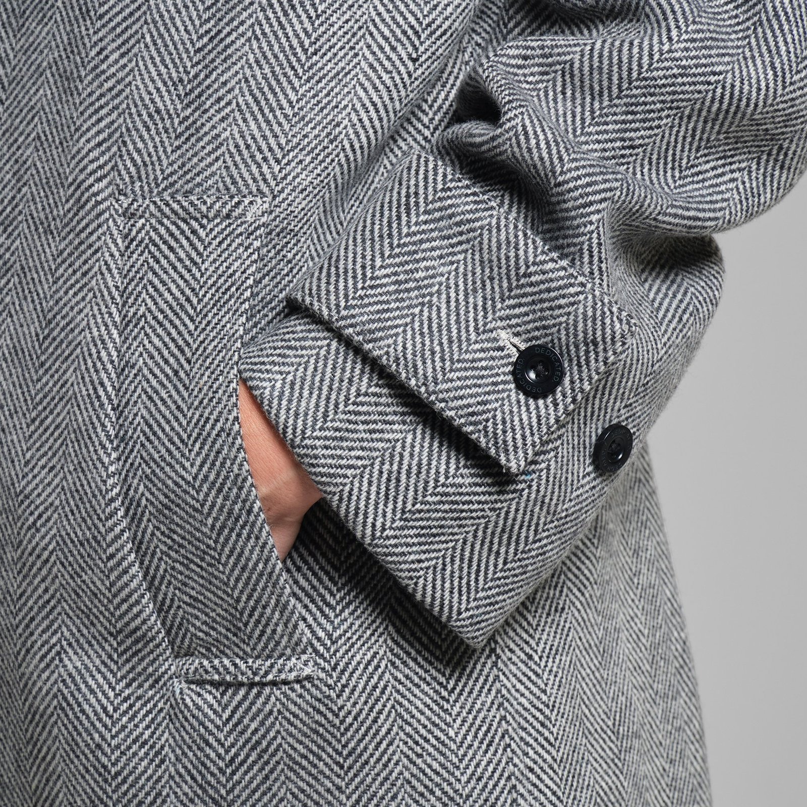 Wool Coat Lofsdalen Herringbone Black