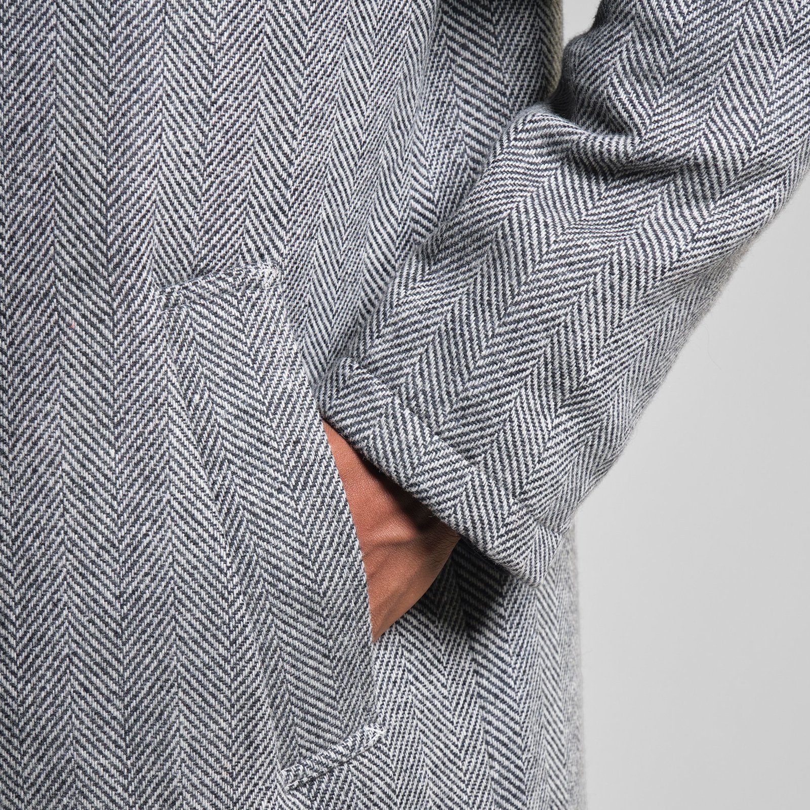 Wool Coat Stranda Herringbone Black