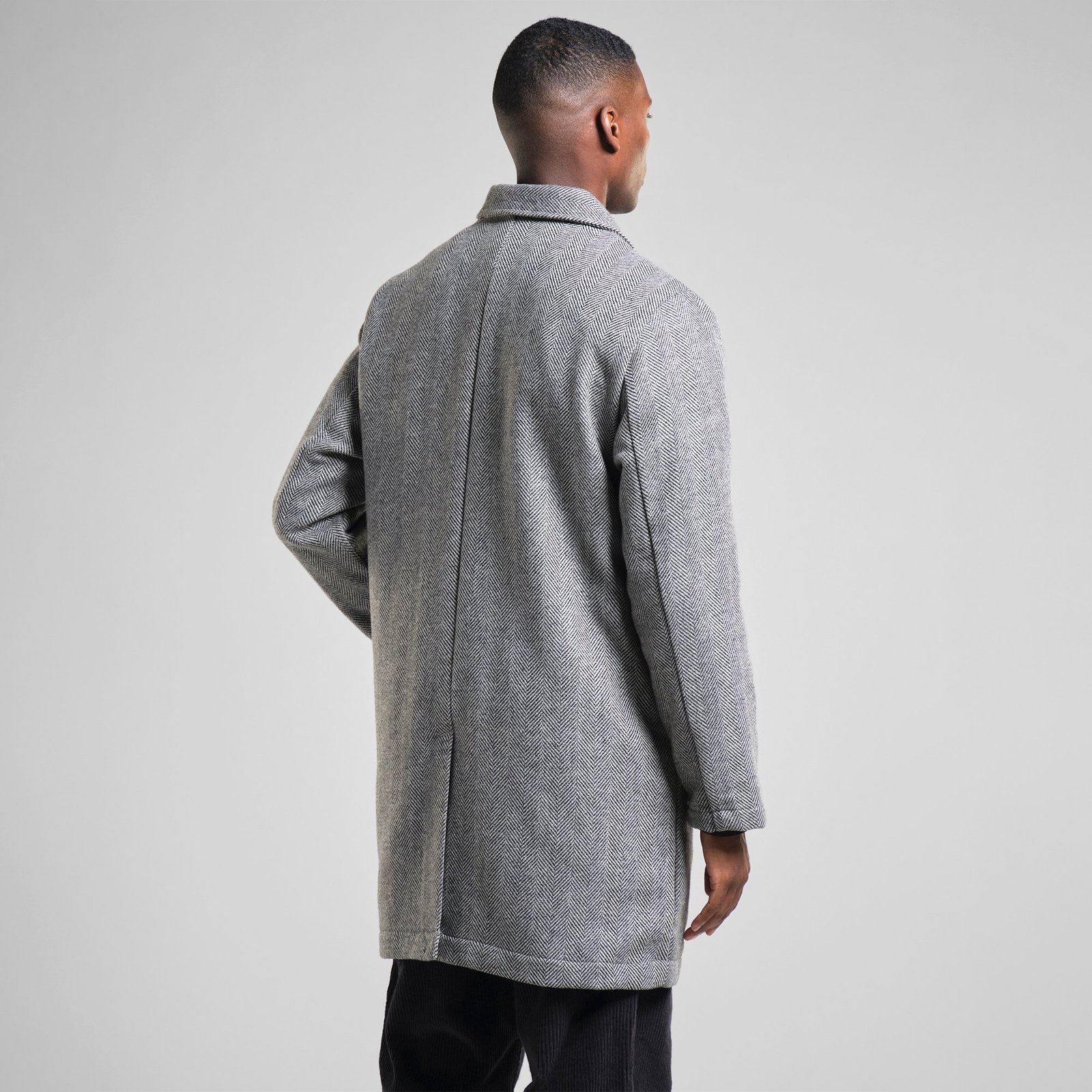 Wool Coat Stranda Herringbone Black