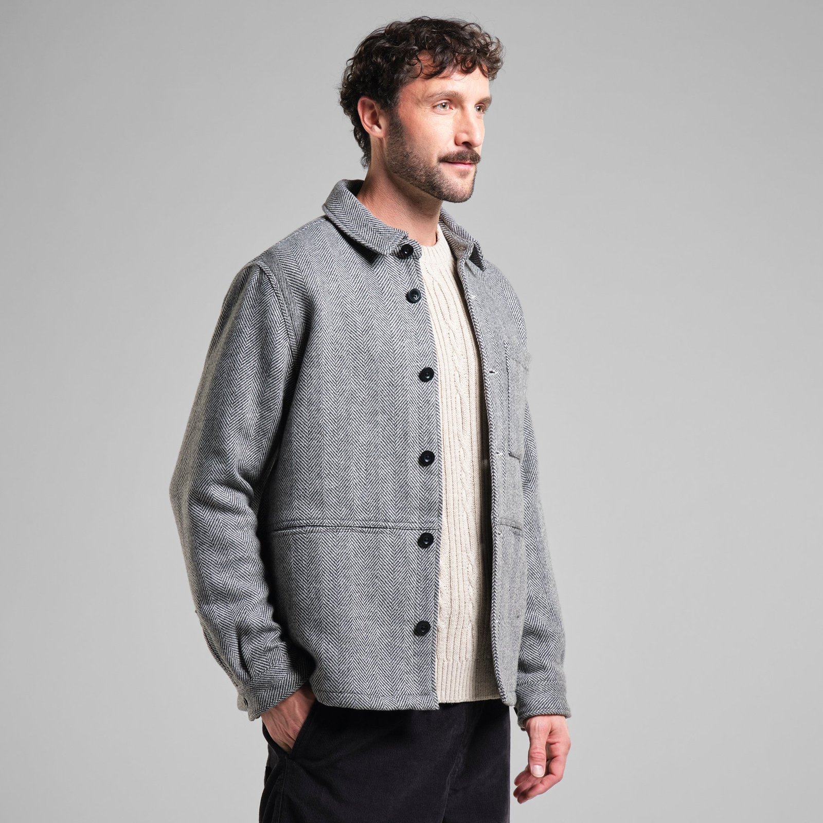 Wool Jacket Fagersta Herringbone Black