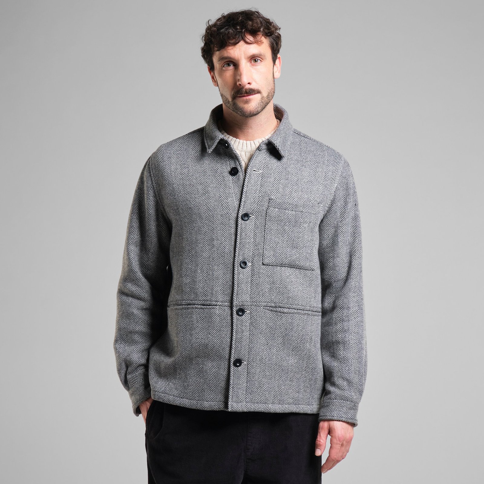 Wool Jacket Fagersta Herringbone Black