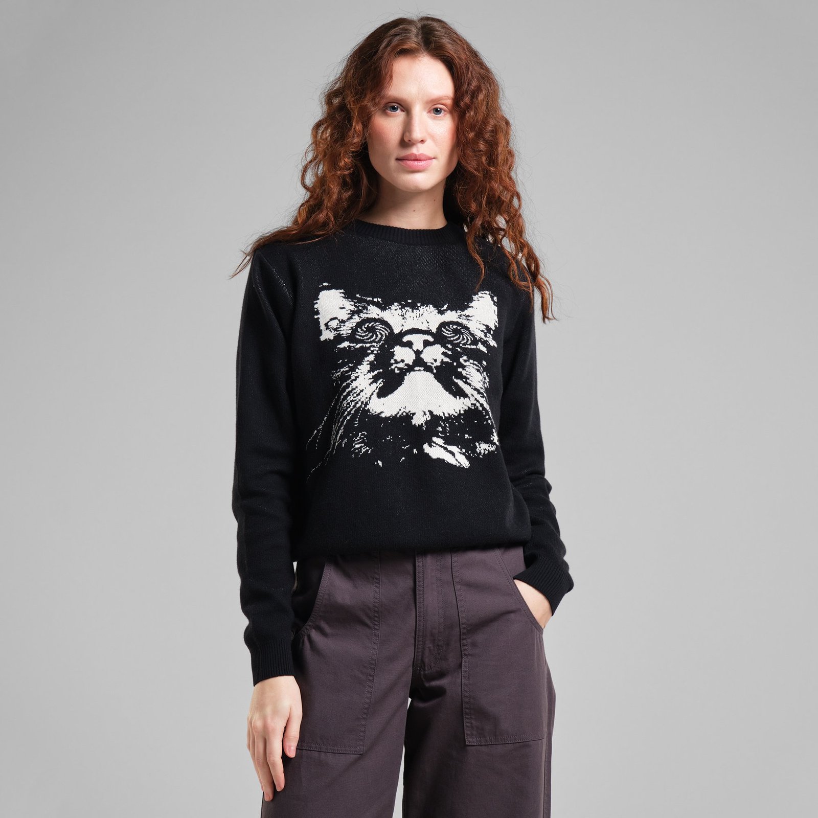 Sweater Arendal Psychedelic Cat Black