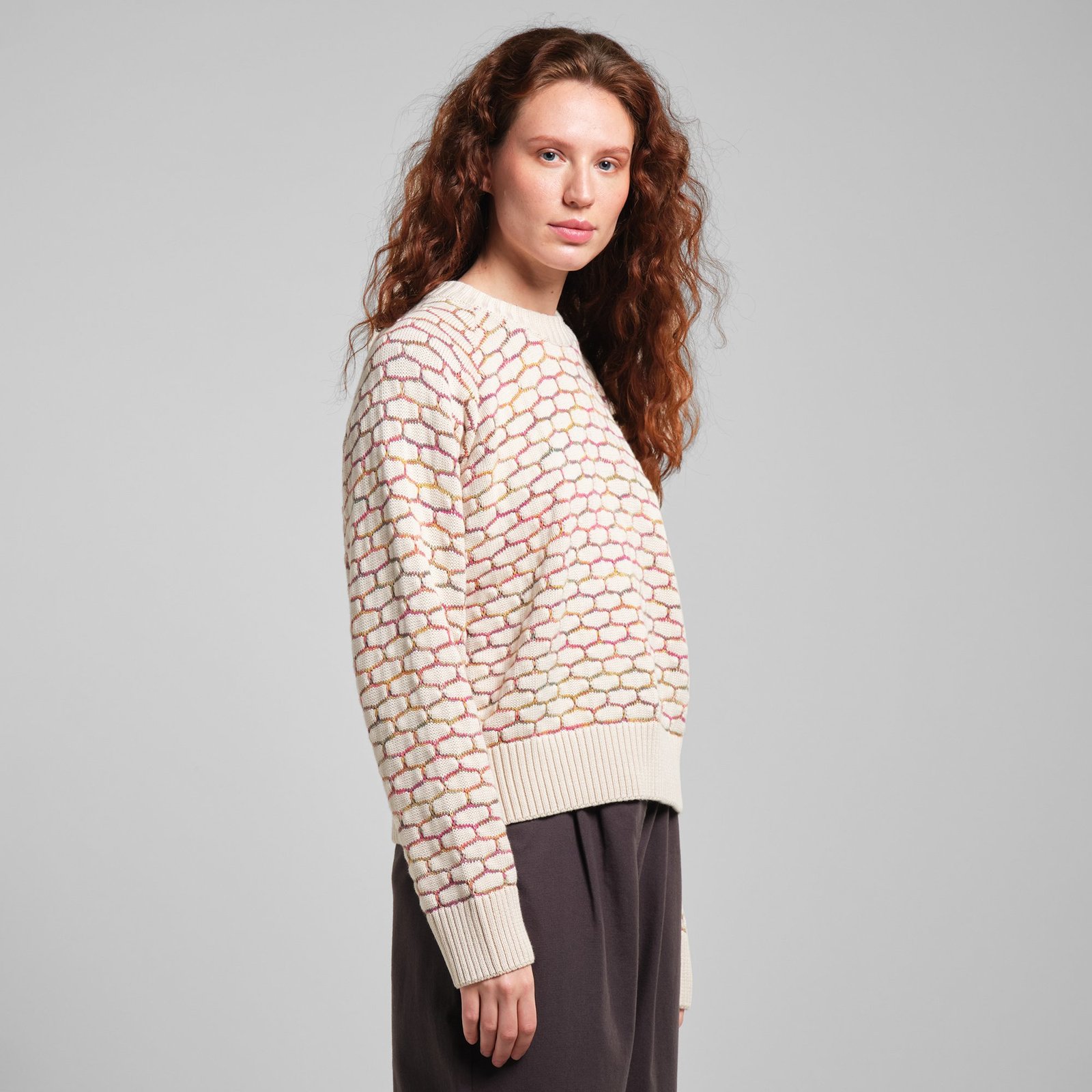 Sweater Husie Honey Comb Vanilla White