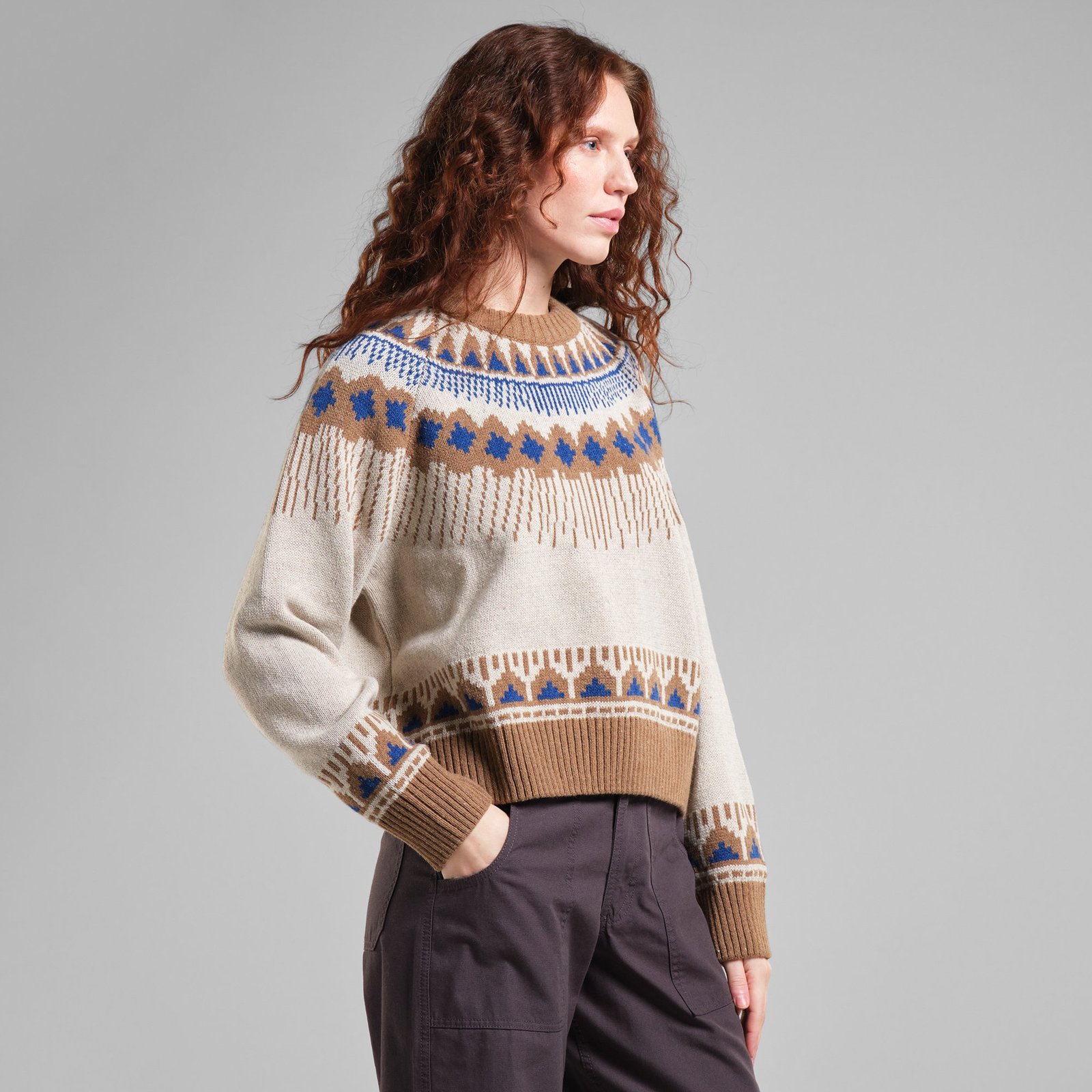 Sweater Senja Fair Isle Pearl White