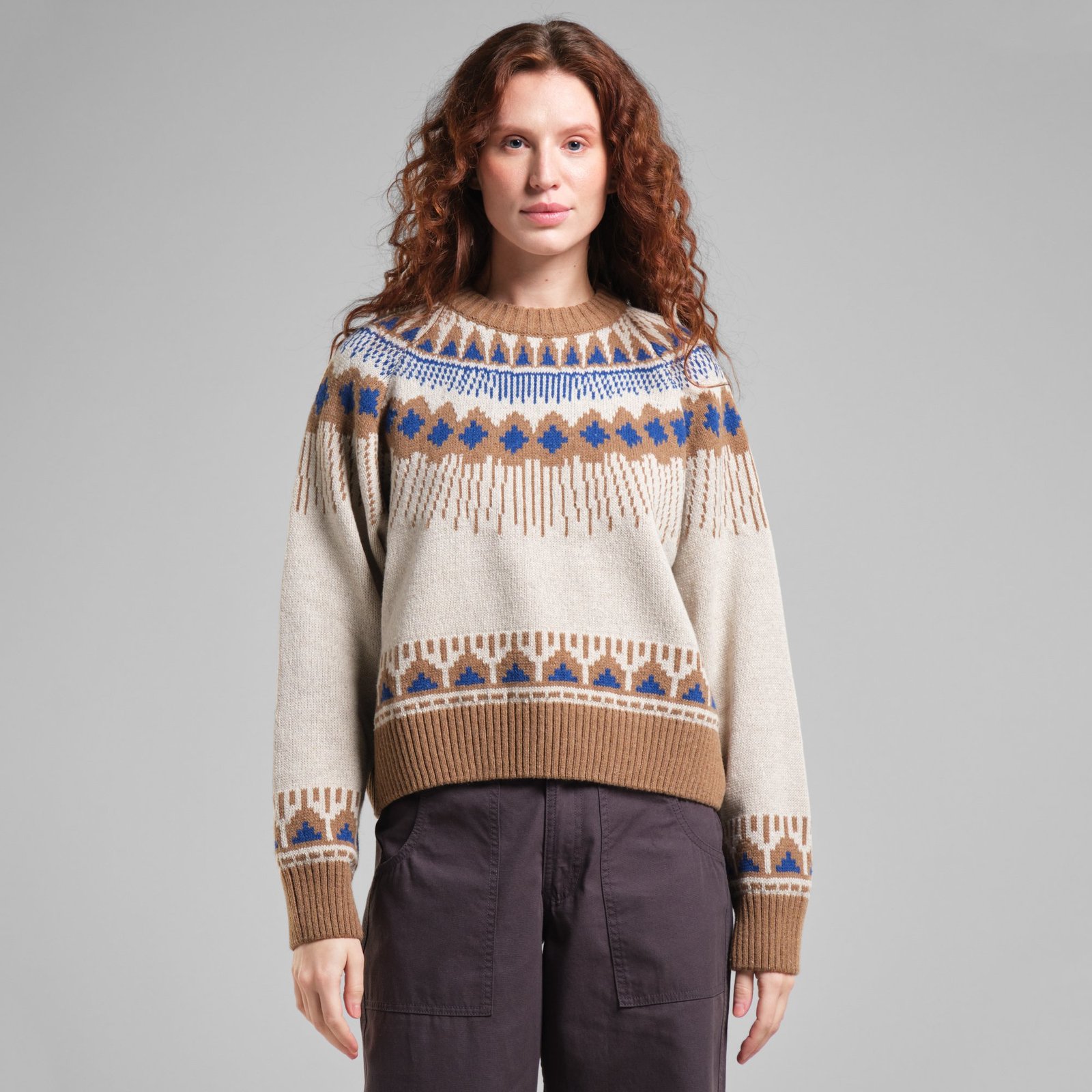 Sweater Senja Fair Isle Pearl White