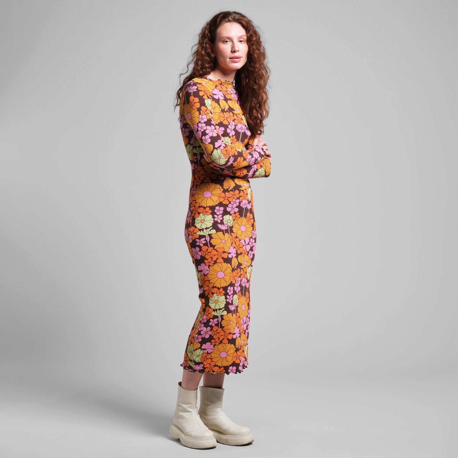 Rib Dress Lofta Flower Power Multi Color