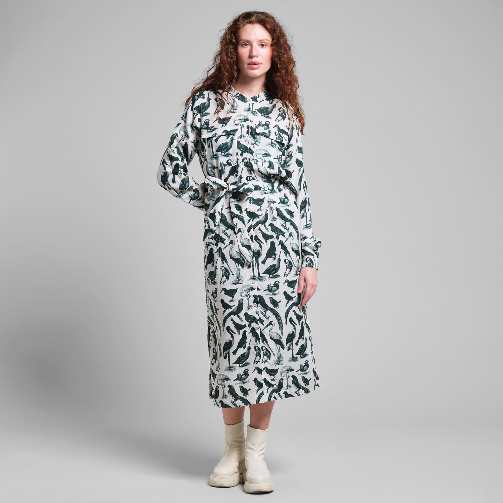 Shirt Dress Falsterbo Birds Green