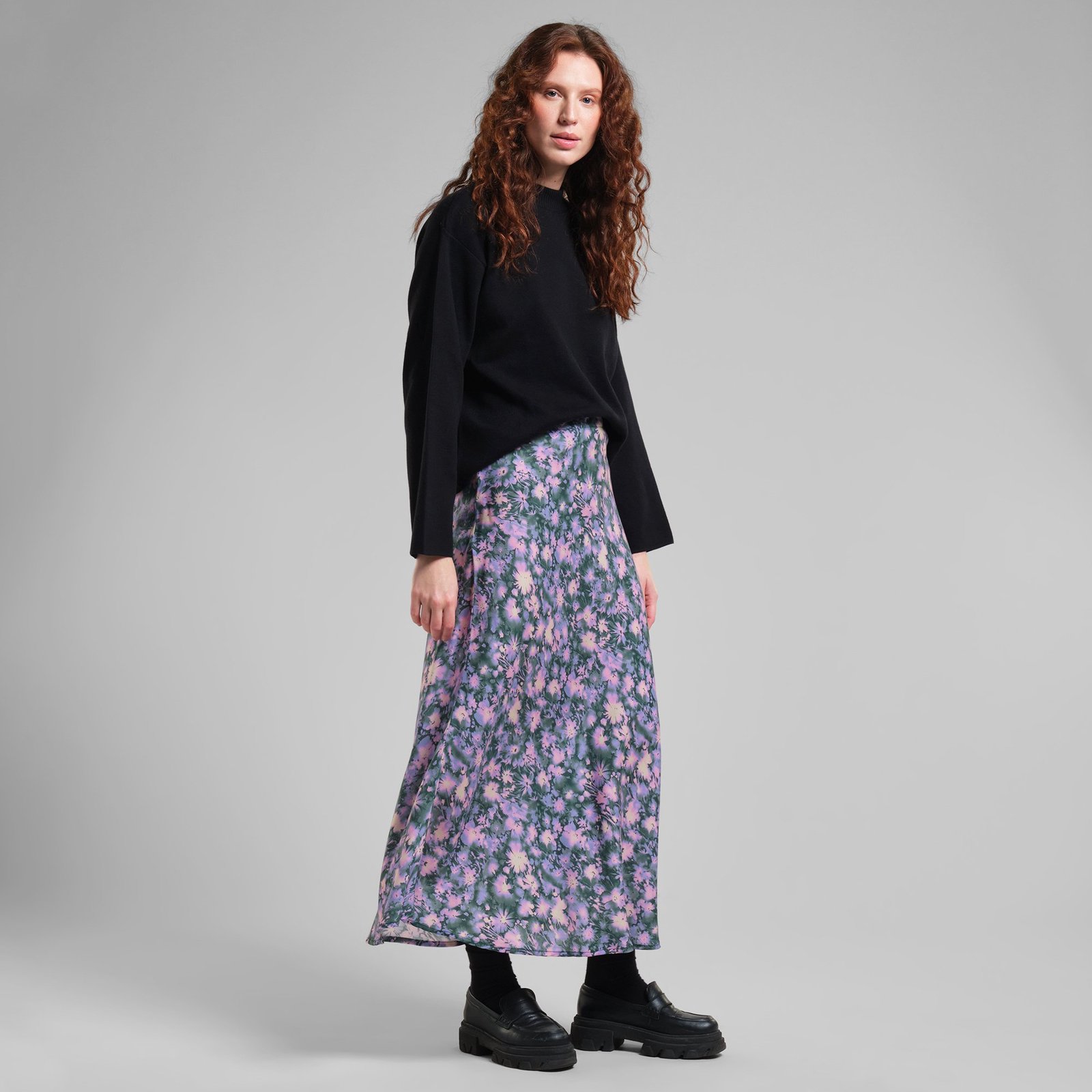 Skirt Mellby Blurred Flowers Purple
