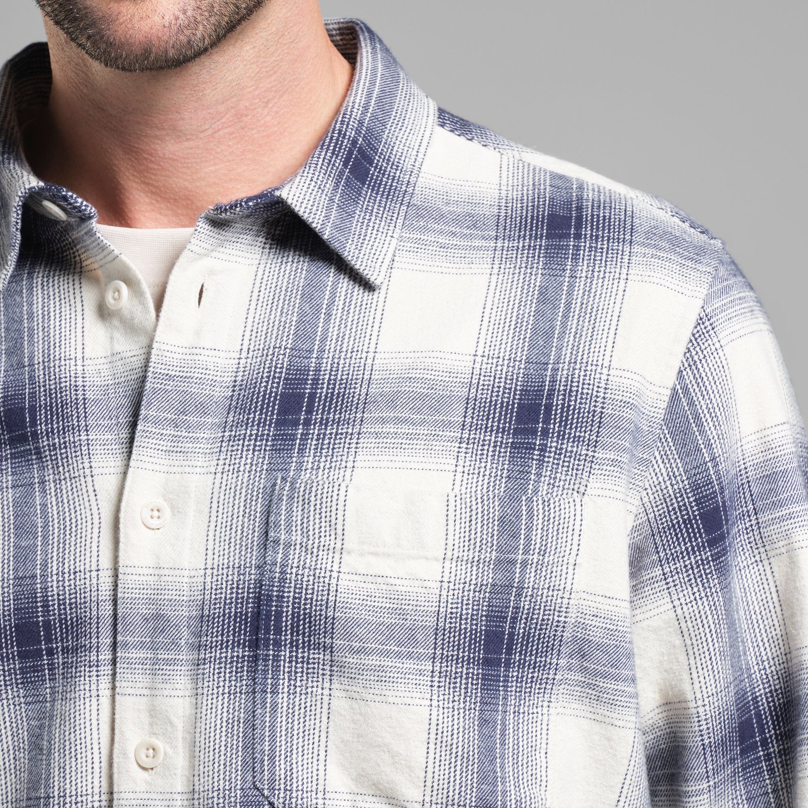 Shirt Rute Flannel Shadow Check Oat White