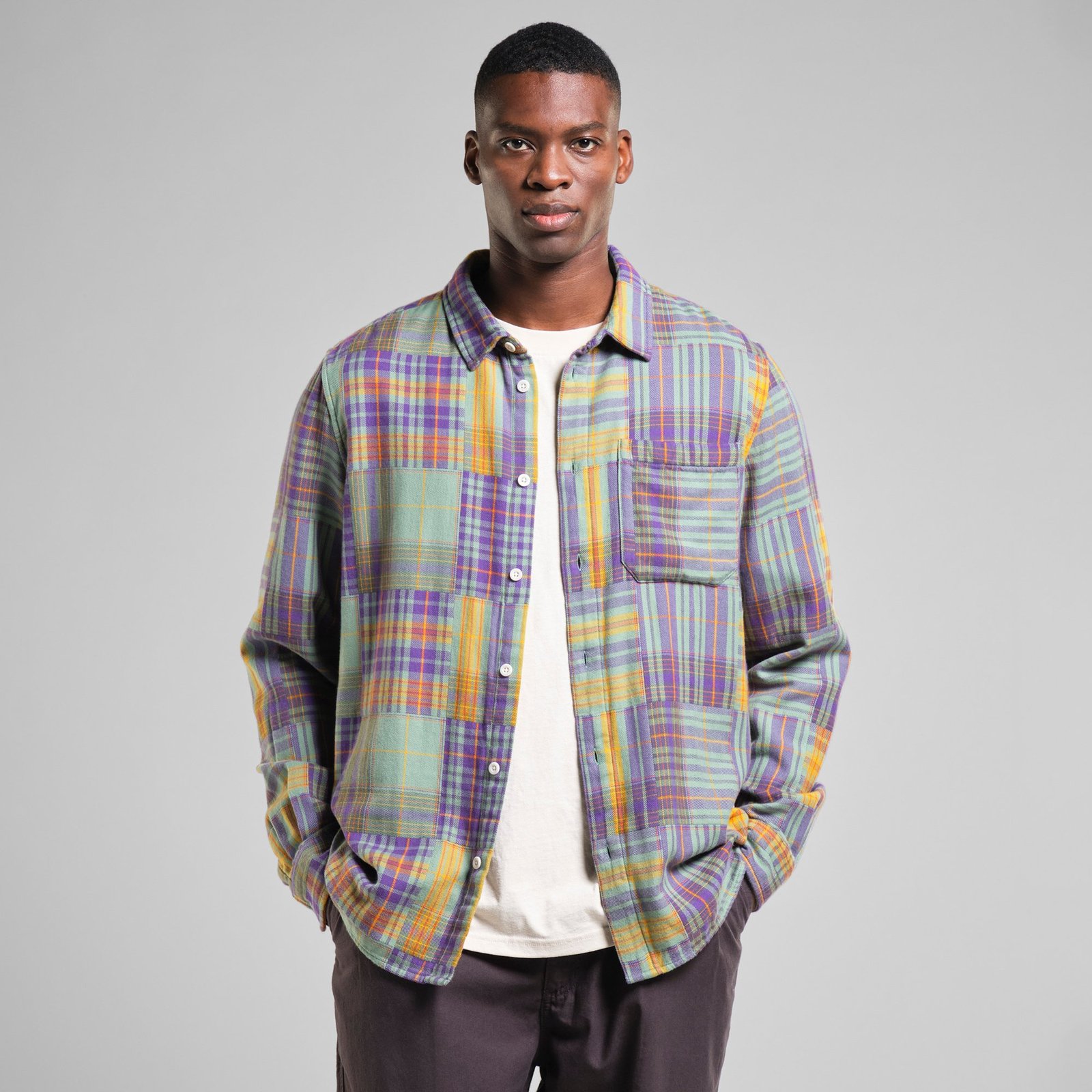 Shirt Rute Flannel Patchwork Green