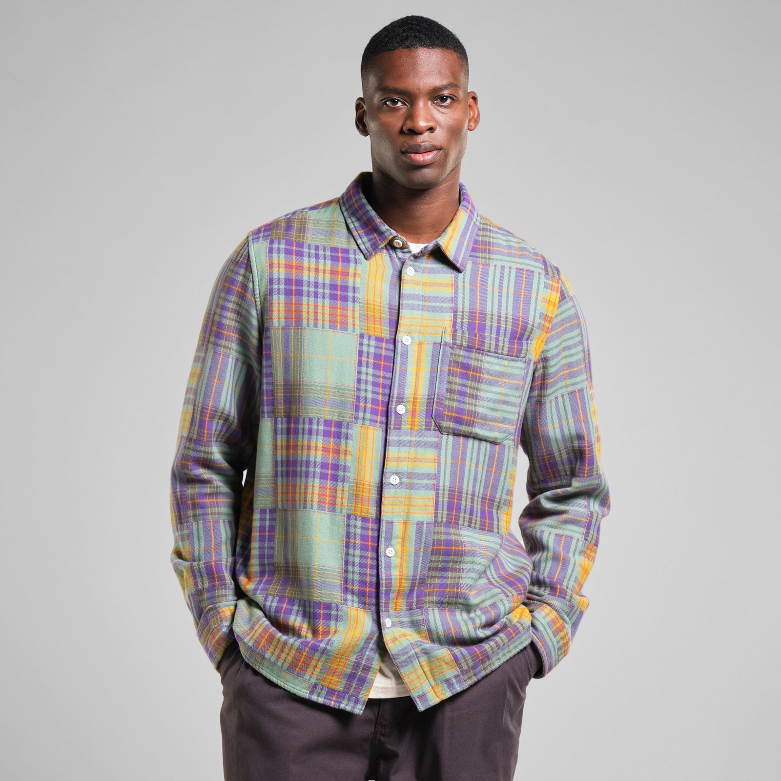 Shirt Rute Flannel Patchwork Green