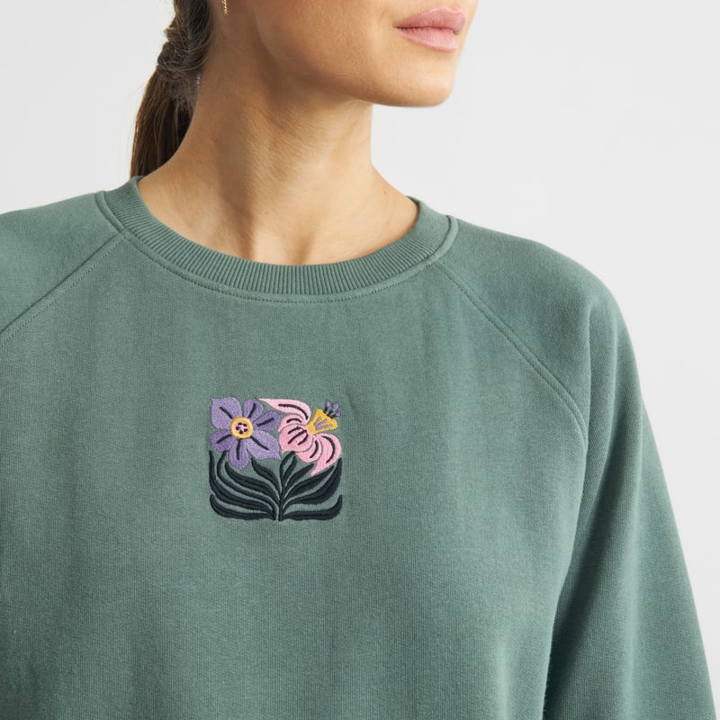 Sweatshirt Ystad Daffodil Flowers EMB Forest