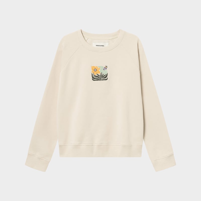 Sweatshirt Ystad Daffodil Flowers EMB Oat White