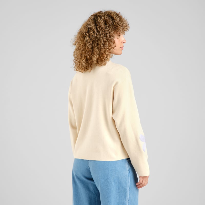 Sweater Limhamn Application Flower Vanilla White