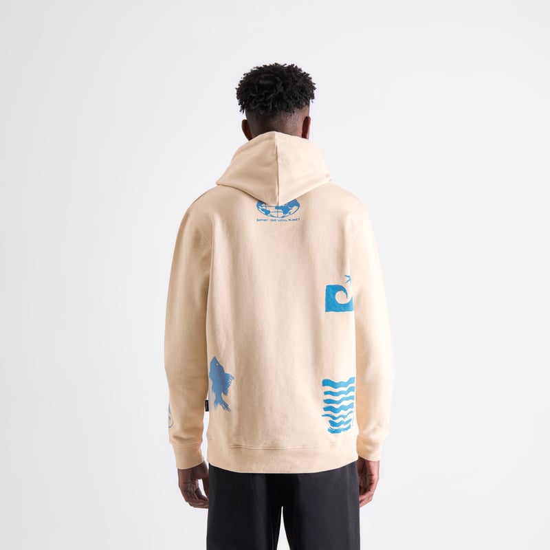 Hoodie Falun Beach Collage Oat White