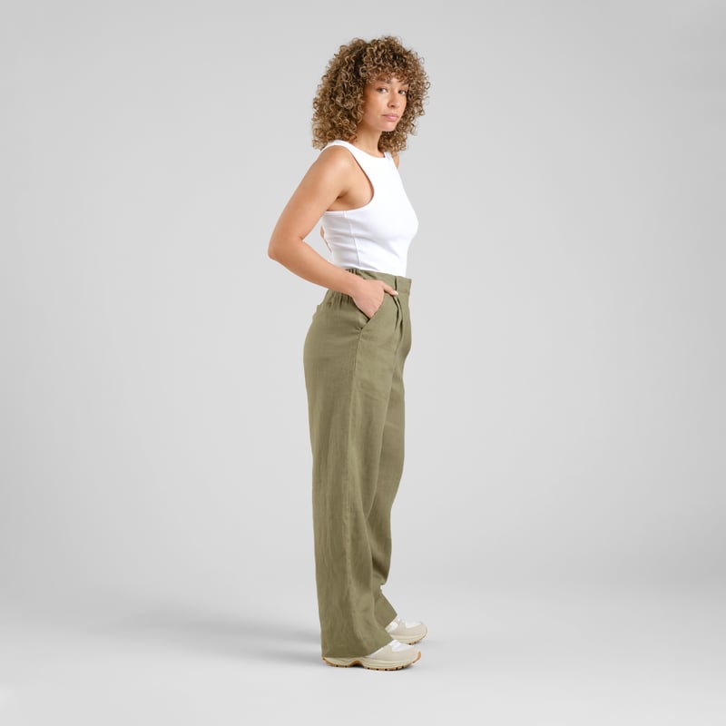Pants Vickleby Linen Leaf Green