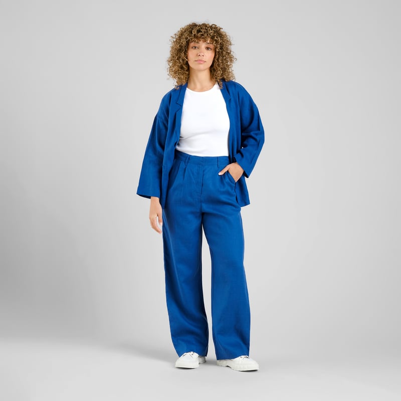 Pants Vickleby Linen Limoges Blue