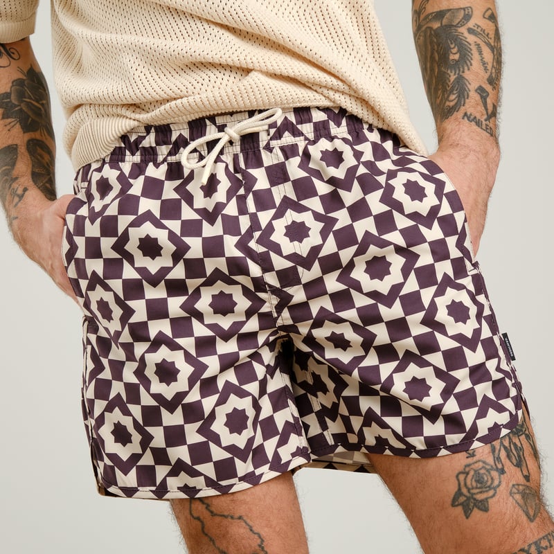 Swim Shorts Sandhamn Mosaic Star Plum Purple