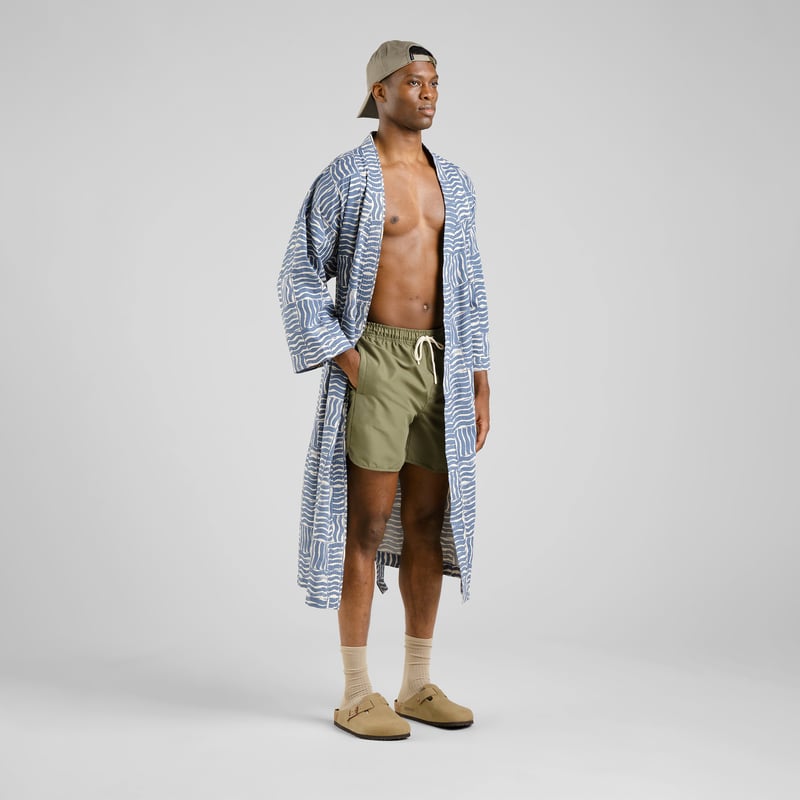 Glabo Bathrobe Wave Tiles Blue