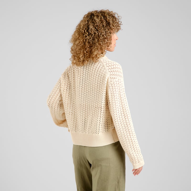 Knitted Cardigan Rosendal Crochet Vanilla White