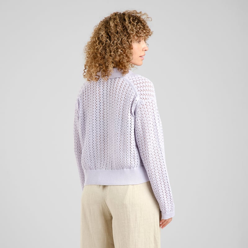 Knitted Cardigan Rosendal Crochet Thistle Purple